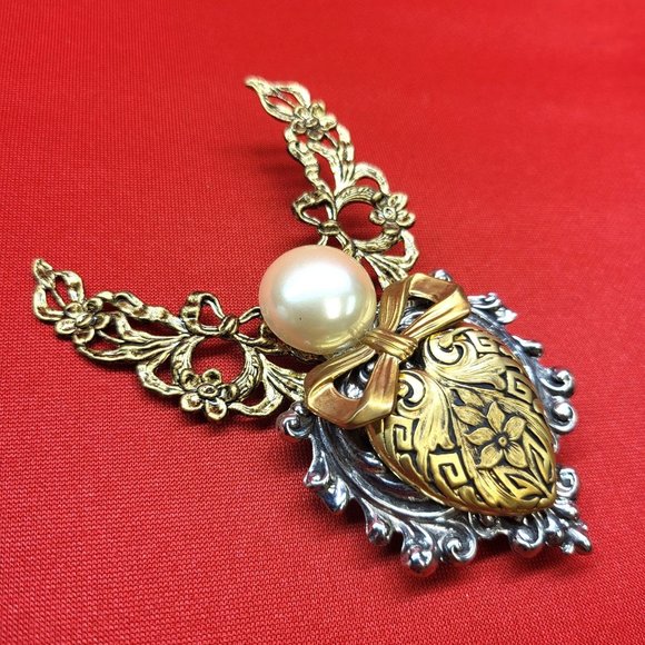 Jane Angel Pin Brooch Metal Gold Silver Signed - Picture 9 of 12